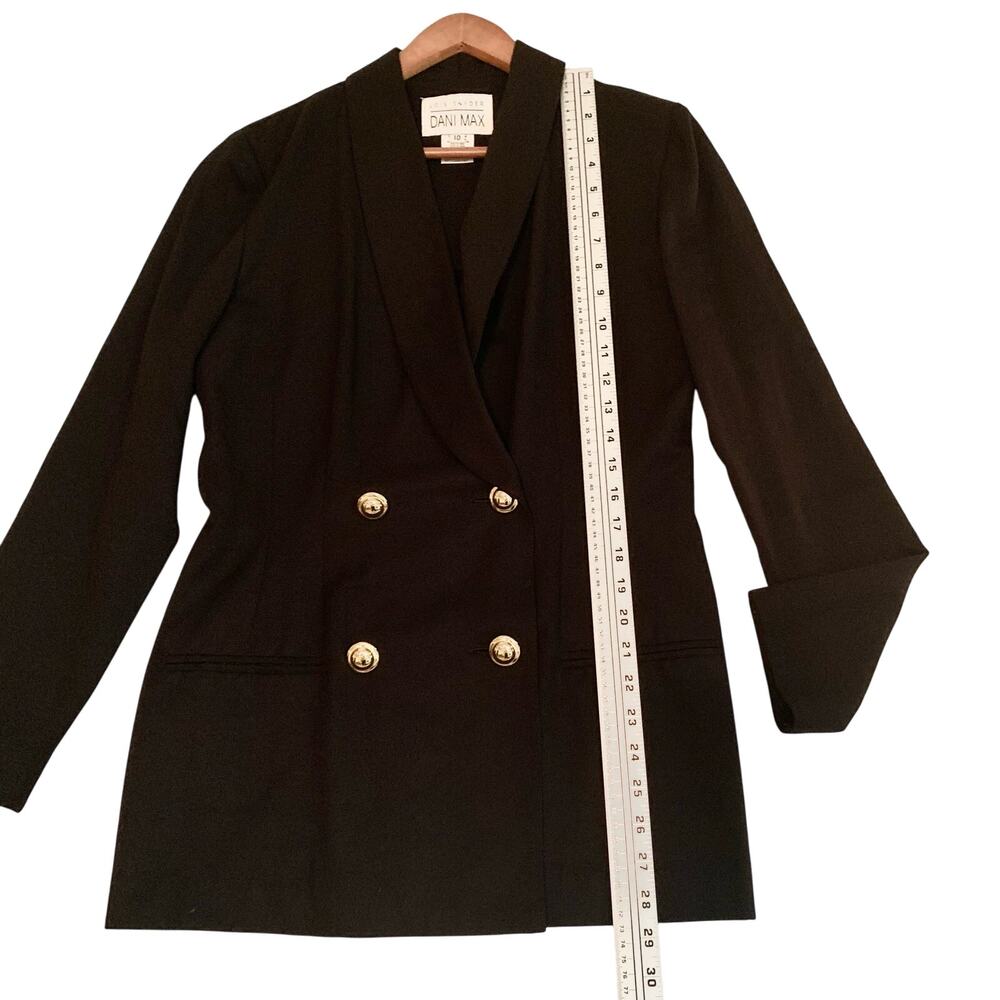 Lois Snyder/ Dani Max Womens Black Suit Jacket Size 10 Double Breasted Blazer - Picture 5 of 12